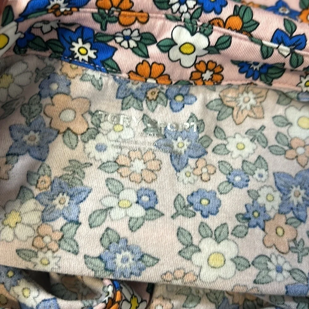 Tory Burch Polo MERCERIZED COTTON SLEEVELESS RIBBON WILD PRINTED FLOWER Top XL
